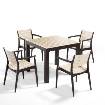 Byokuyan Regnum Bahçe Balkon Veranda Teras Cafe Proje 4+1 90x90 Camlı Masa Takımı