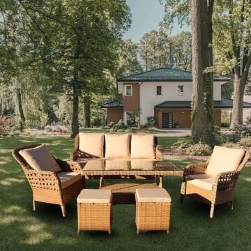 Byokuyan Akasya 3'lü Bahçe Balkon Veranda Teras Rattan Oturma Grubu