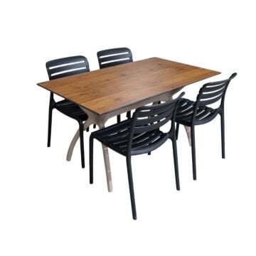 Byokuyan Not 4+1 Kompakt Novecento Plastik Ayak 80x140 Masa Takımı