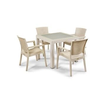 Byokuyan Zeugma Bahçe Balkon Veranda Teras Cafe 4+1 Camlı Masa Takımı