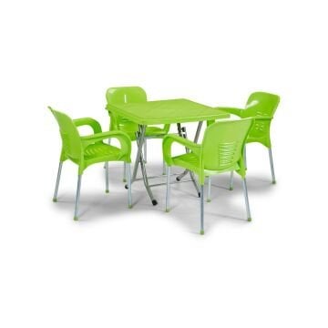 Byokuyan Venüs Bahçe Balkon Veranda Teras Cafe 4+1 80x80 Katlanır Masa Takımı