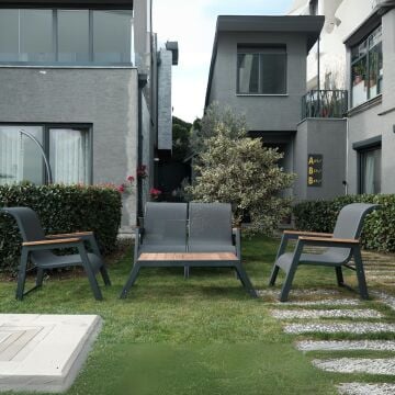 Byokuyan Comfi Bahçe Balkon Veranda Teras 2+1+1 Pedli Oturma Grubu
